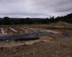 Pose du polyane et dbut du ferraillage de la dalle